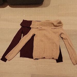 Bundle Women's Tan and Burgundy Sweater Set